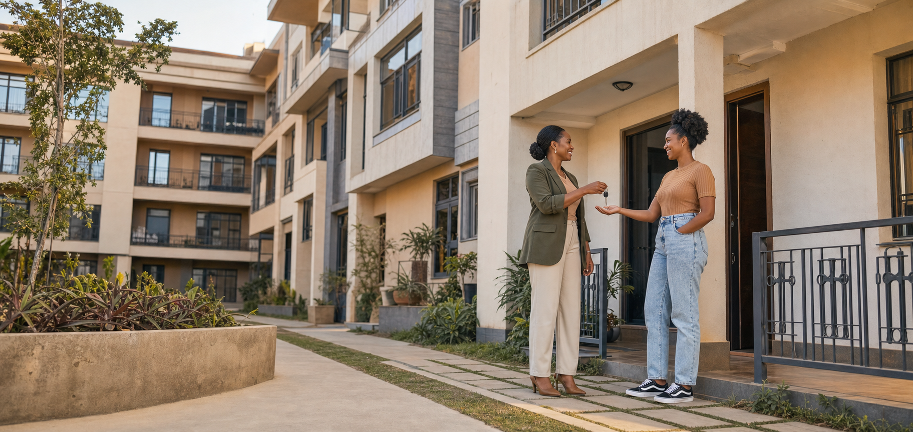 Property manager welcoming a tenant